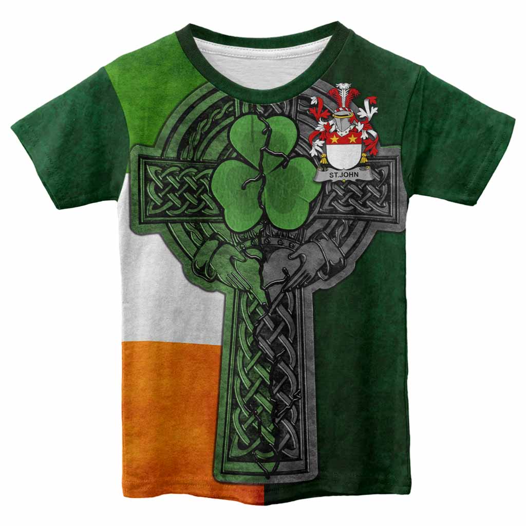 St.John Irish Coat of Arms Kids' T-shirt with Shamrock Celtic Cross