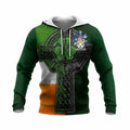 Stone Irish Coat of Arms Knit Hoodie with Shamrock Celtic Cross