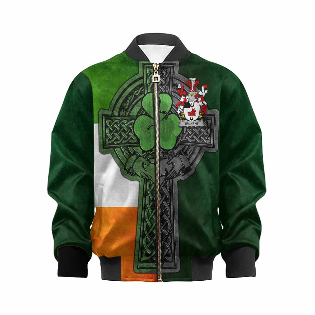 Tennent Irish Coat of Arms Kids' Bomber Jacket with Shamrock Celtic Cross