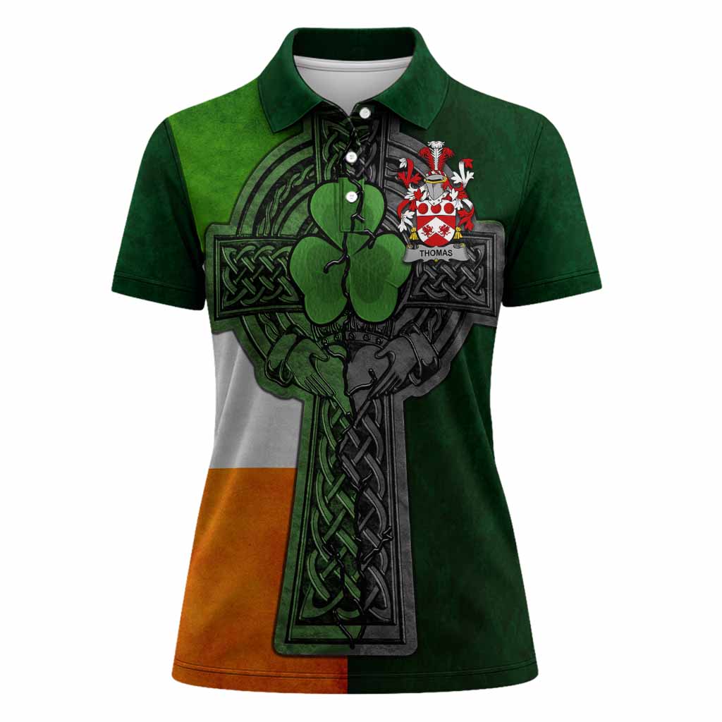 Thomas Irish Coat of Arms Women's Polo Shirt with Shamrock Celtic Cross