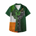 Tisdall Irish Coat of Arms Kids' Hawaiian Shirt with Shamrock Celtic Cross
