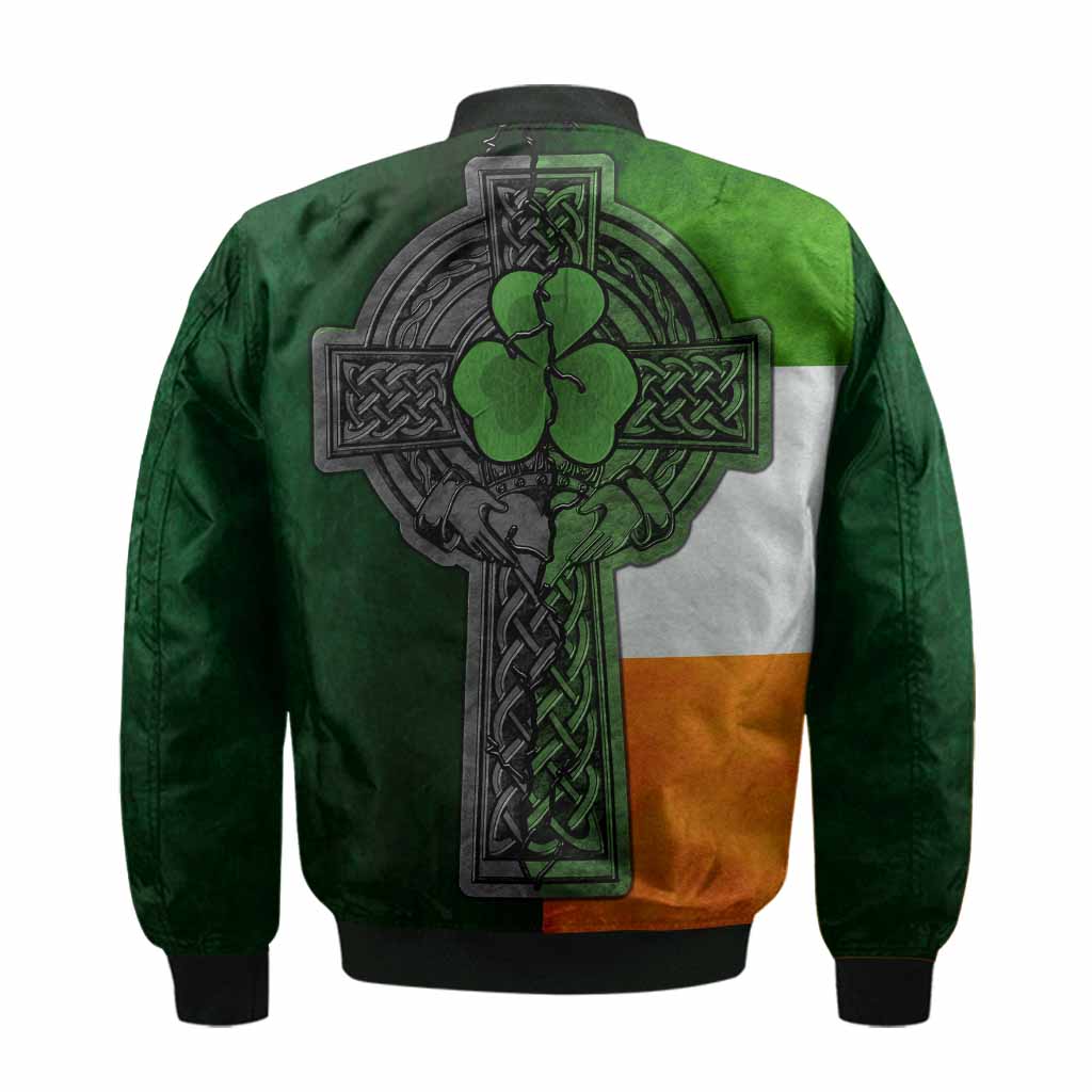 Truell Irish Coat of Arms Bomber Jacket with Shamrock Celtic Cross