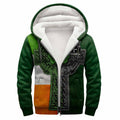 Upton Irish Coat of Arms Sherpa Hoodie with Shamrock Celtic Cross