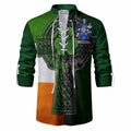 Vincent Irish Coat of Arms Men's Ghillie Shirt with Shamrock Celtic Cross