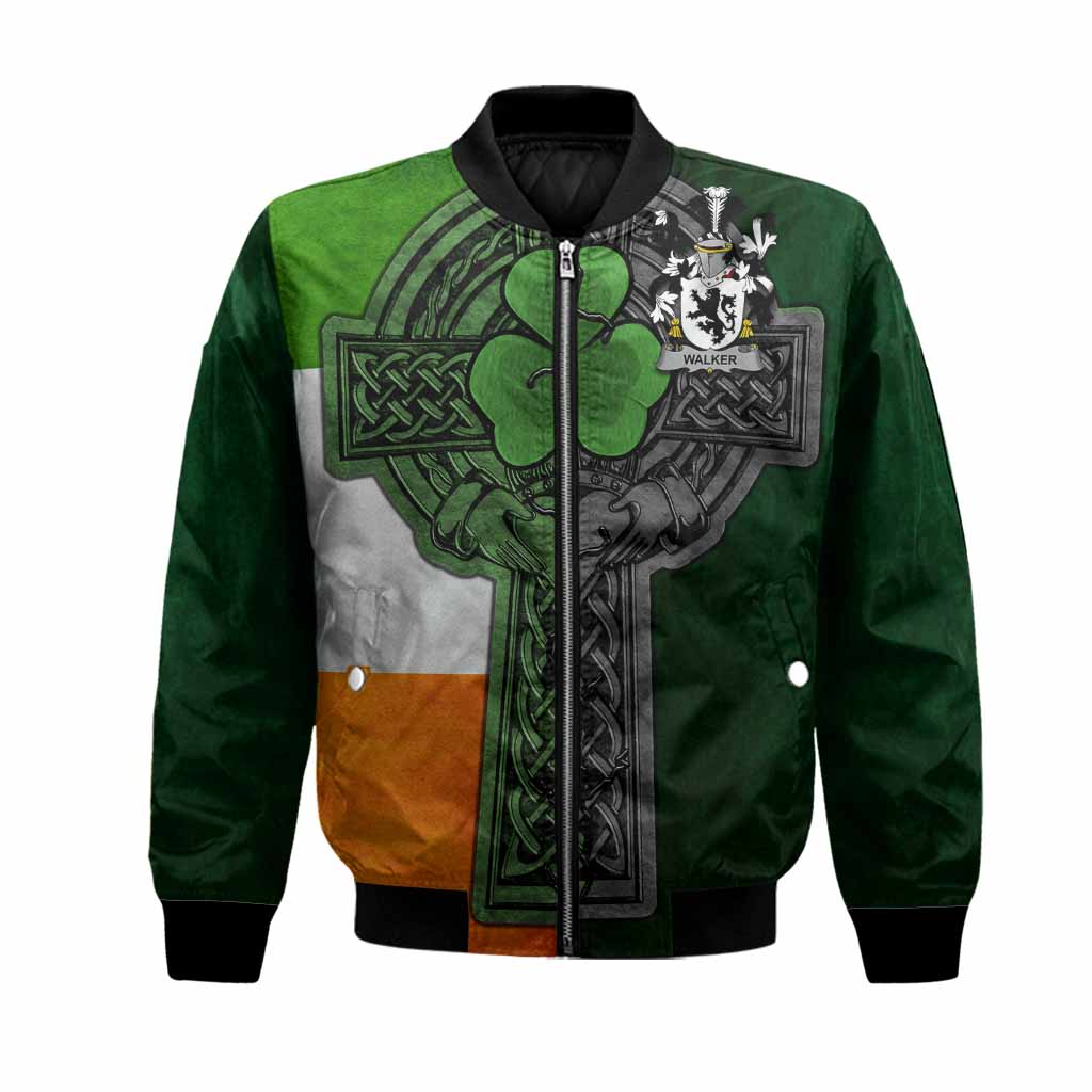 Walker Irish Coat of Arms Bomber Jacket with Shamrock Celtic Cross