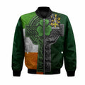 Warner Irish Coat of Arms Bomber Jacket with Shamrock Celtic Cross