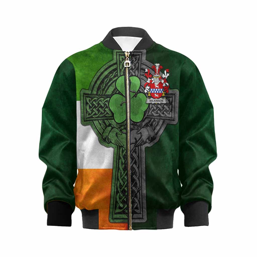 Wilkinson Irish Coat of Arms Kids' Bomber Jacket with Shamrock Celtic Cross