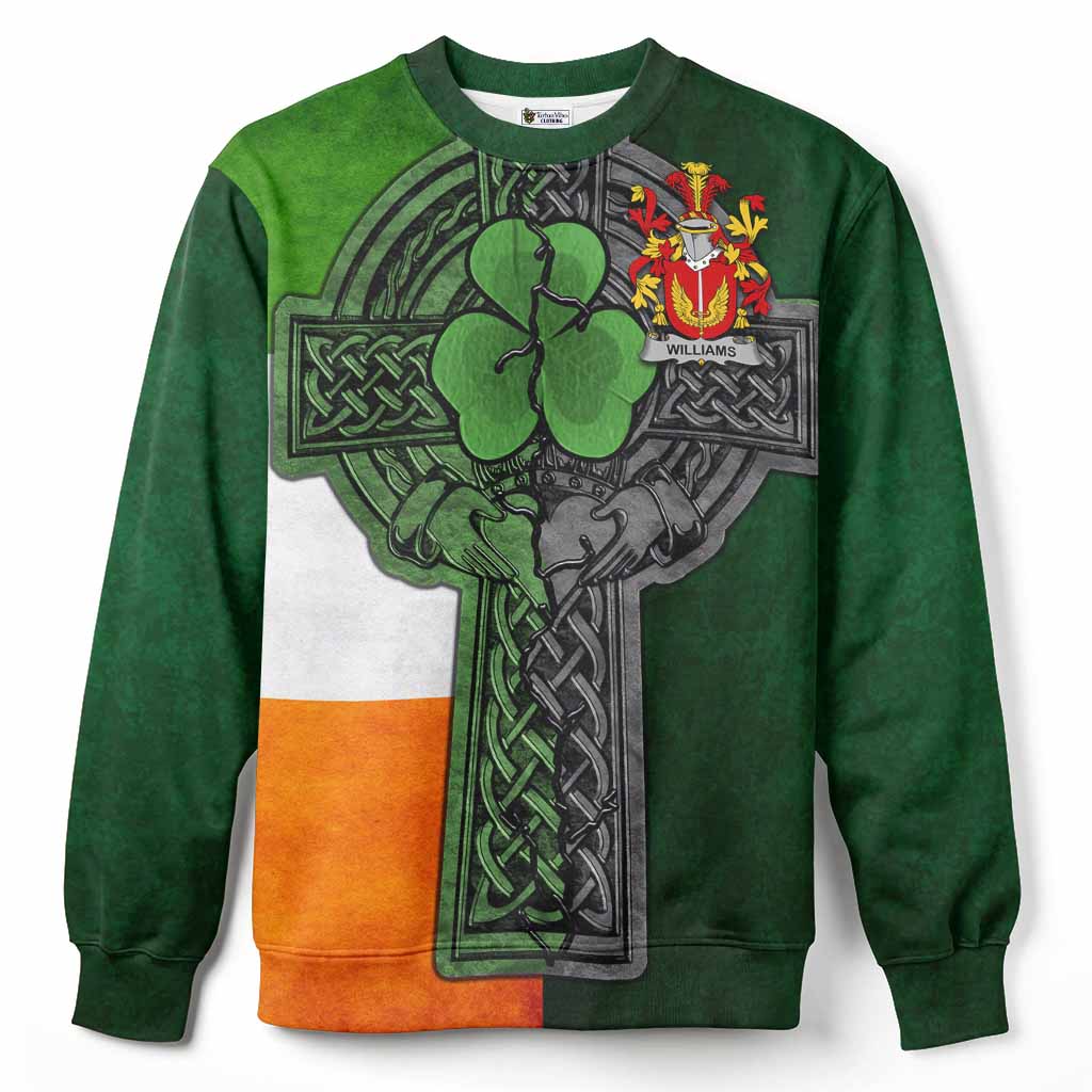 Williams Irish Coat of Arms Sweatshirt with Shamrock Celtic Cross